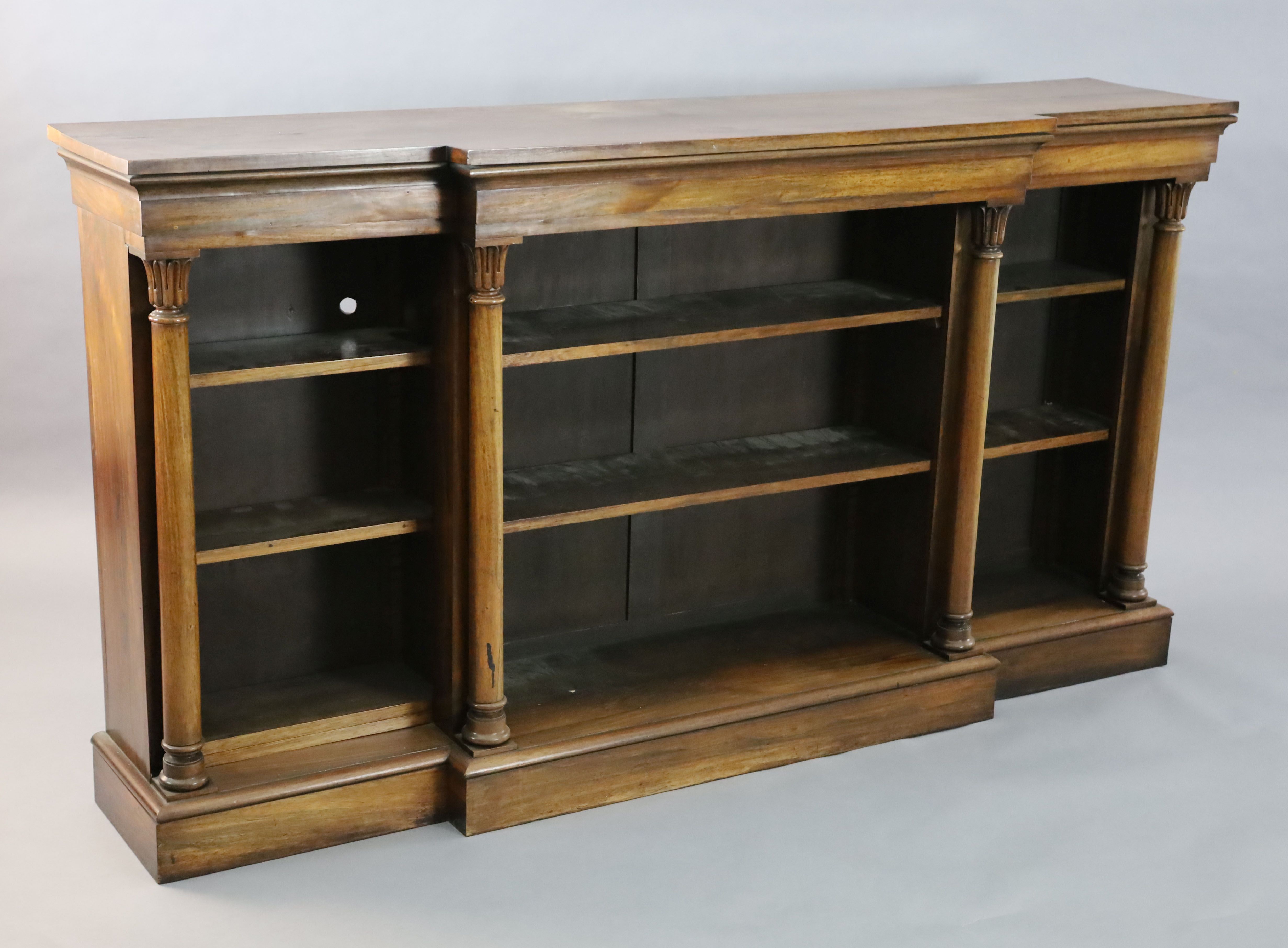 A William IV rosewood dwarf bookcase, W.6ft 6in. D.1ft 5in. H.3ft 6in.